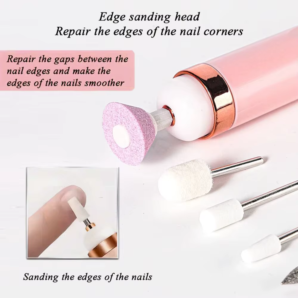 YIKOOLIN-Ensemble de limes à ongles portables, lumière LED réglable, 4 vitesses avec 12 mèches de fo
