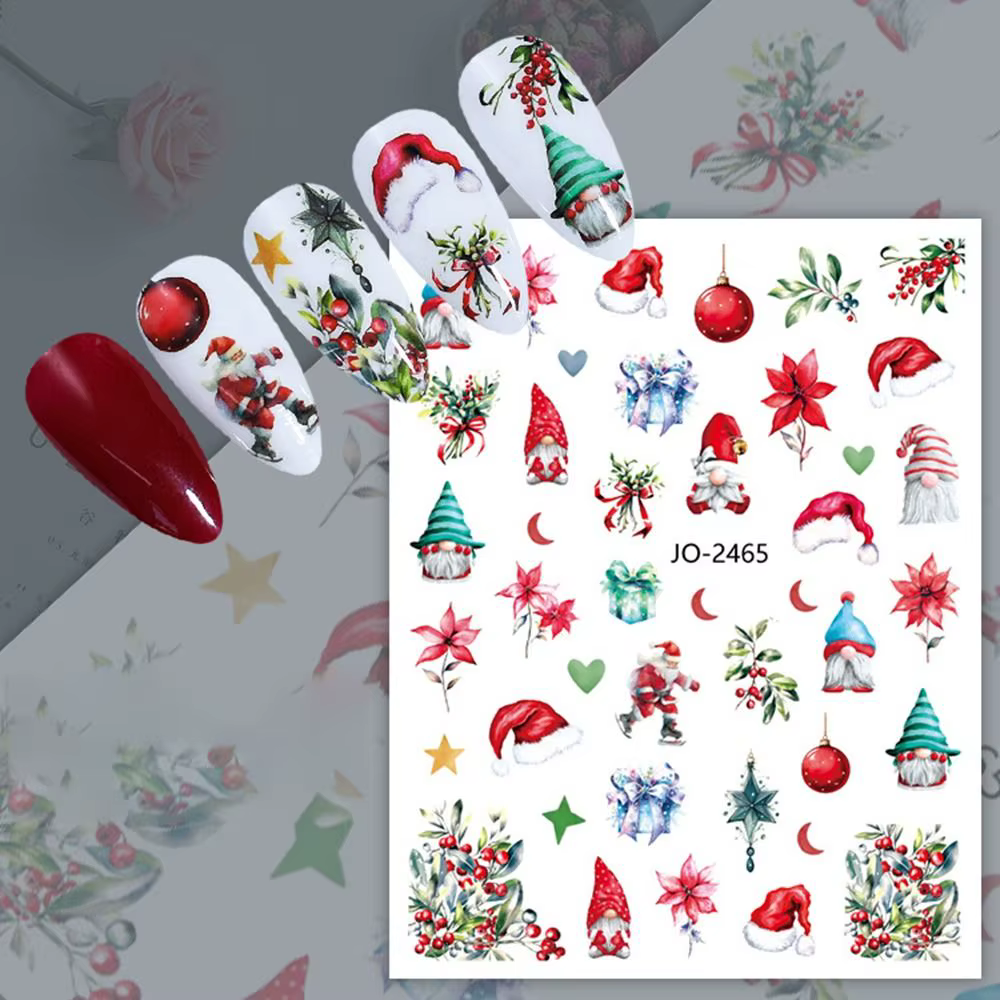 Autocollant de manucure de noël, dessin animé, mignon, décalcomanies de manucure d'hiver, Simple, pè