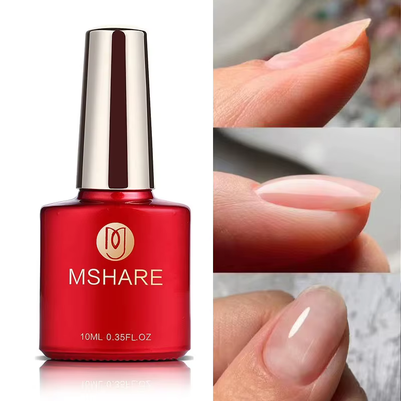 MSHARE Base en Caoutchouc Top Clear Gel de Construction Auto-nivelant Rafforçant UV LED Gel 10 ml
