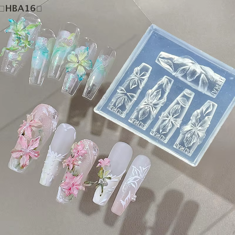 maveraHBA16 Stampo à ongles fleurs 3D outils à ongles en silicone Hawaii Hibiscus fleur pétale conce