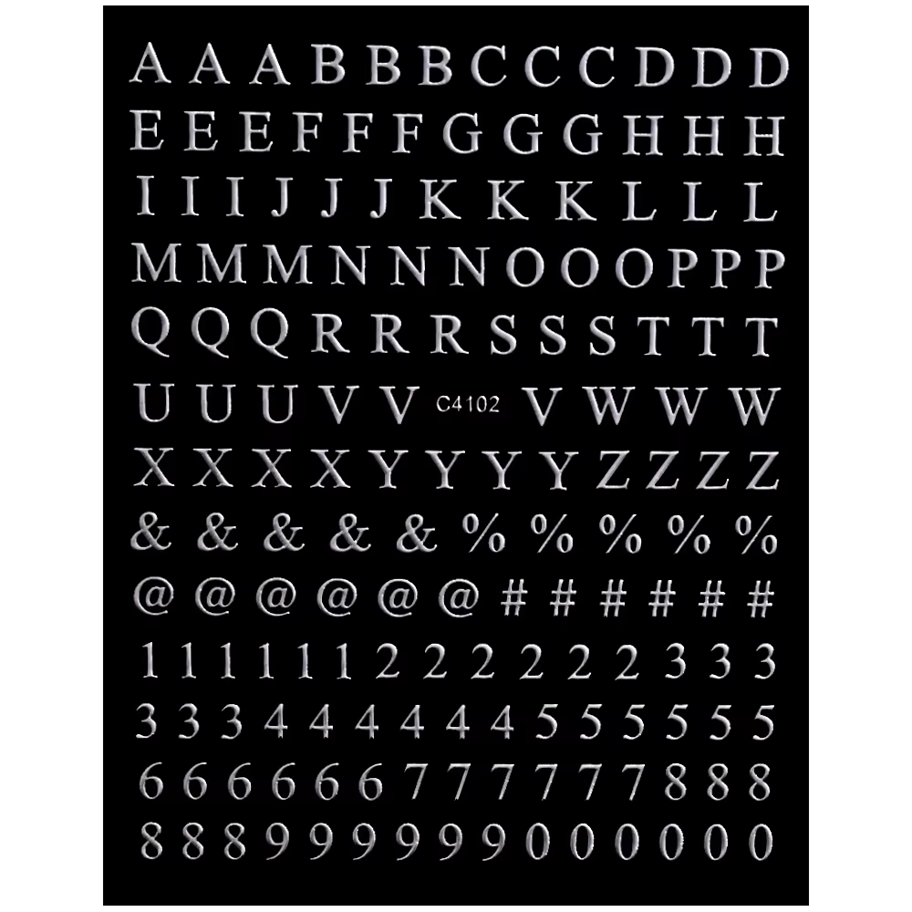 8 feuilles lettres Nail Art autocollants numéro ongles décalcomanies auto-adhésif luxe or argent ang