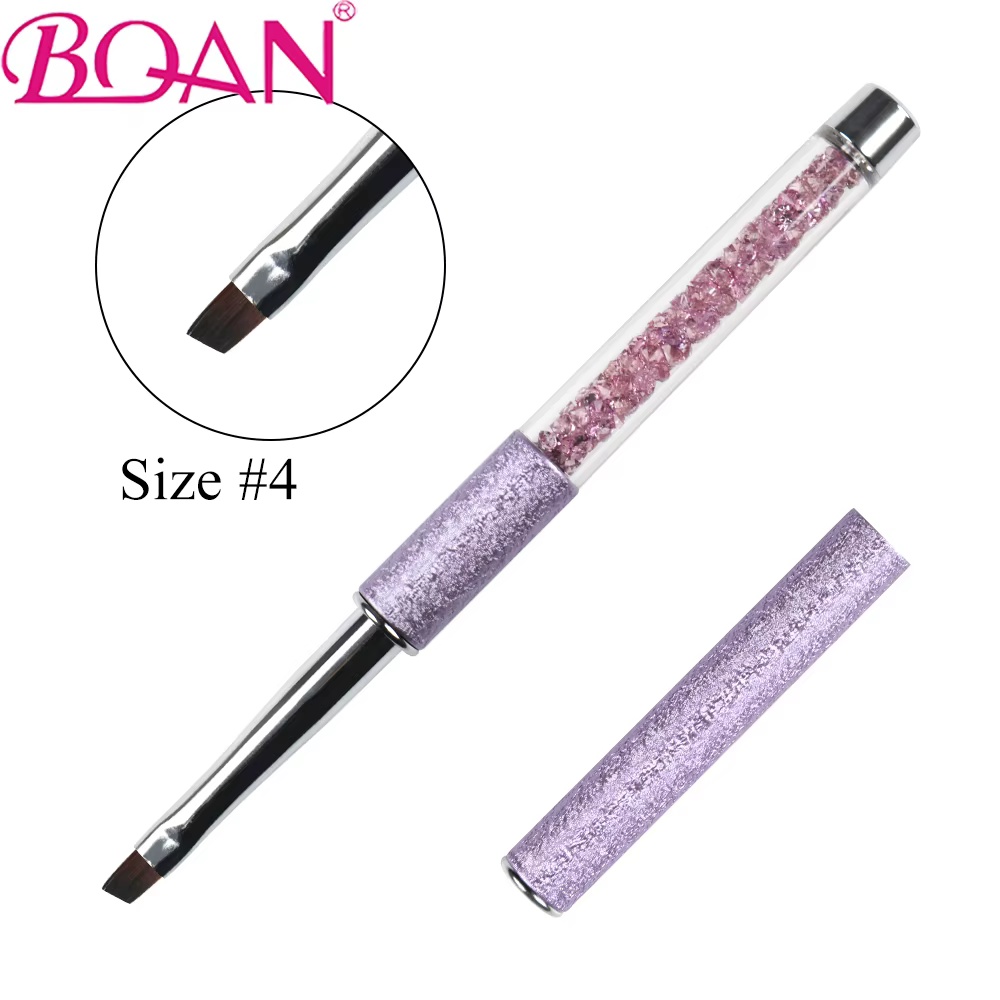 BQAN 1pc une coup Oblique Nail Art brosse poignée en métal ongles Gel brosse pour Nail Art bricolage