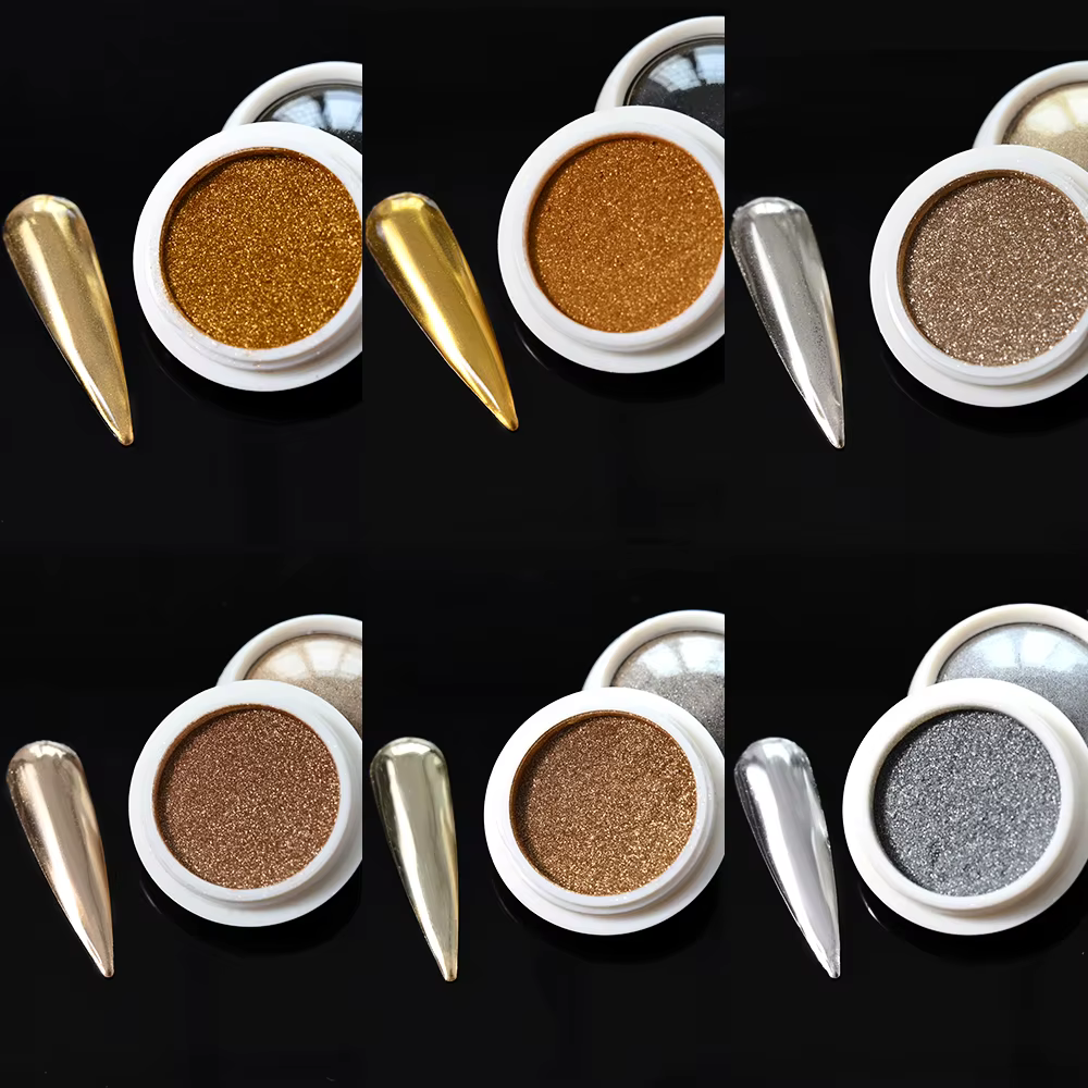 6 couleurs/ensemble miroir métallique Chrome poudre à ongles holographique caméléon paillettes manuc