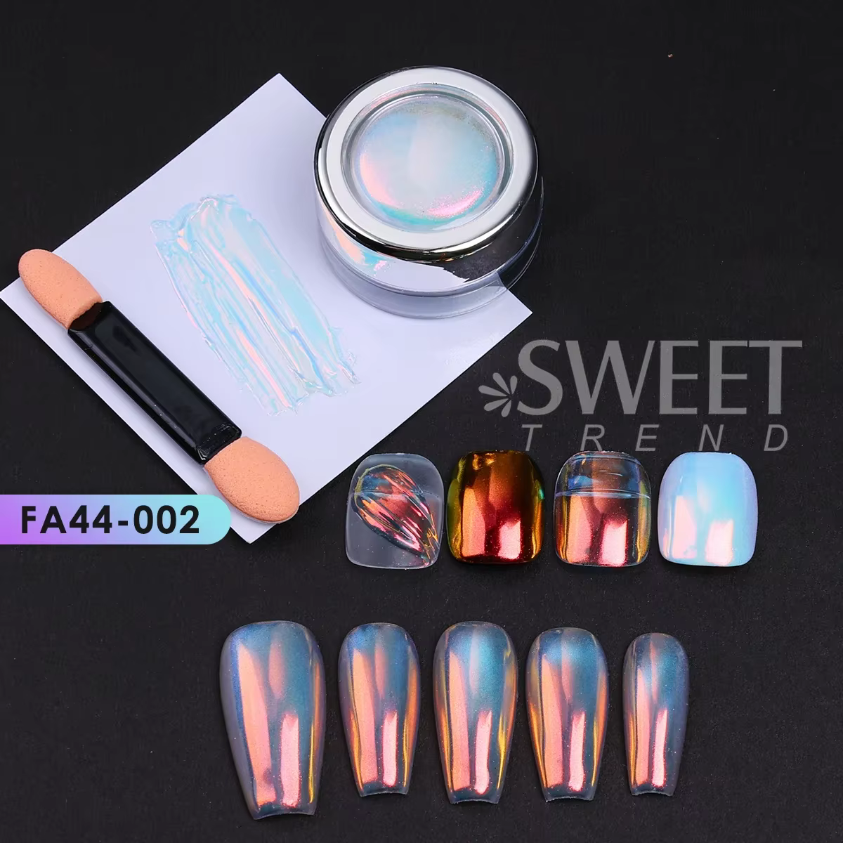 0.3g Iridescent Aurora miroir ongles paillettes Pigment licorne Chrome frotter la poussière arc-en-c