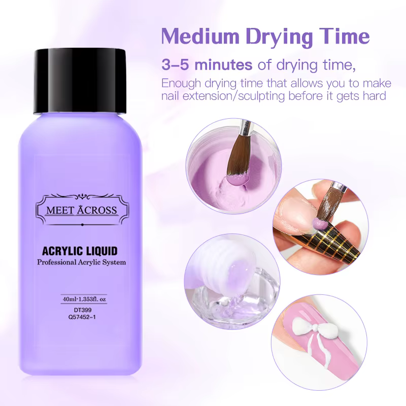 MEET ACROSS 40ml liquide acrylique pour poudre acrylique poussière ongles monomère cristal Nail Art