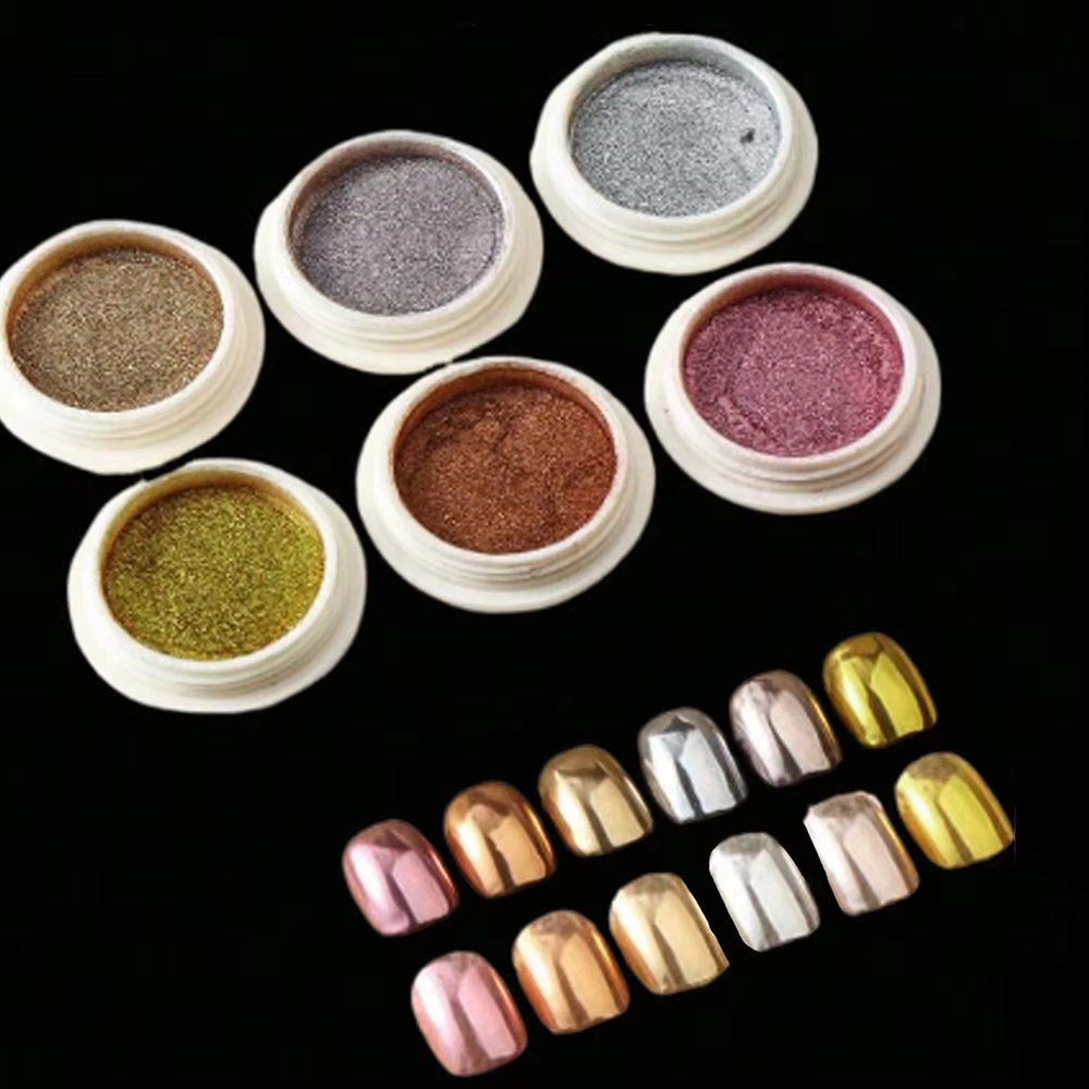 6 couleurs/ensemble miroir métallique Chrome poudre à ongles holographique caméléon paillettes manuc