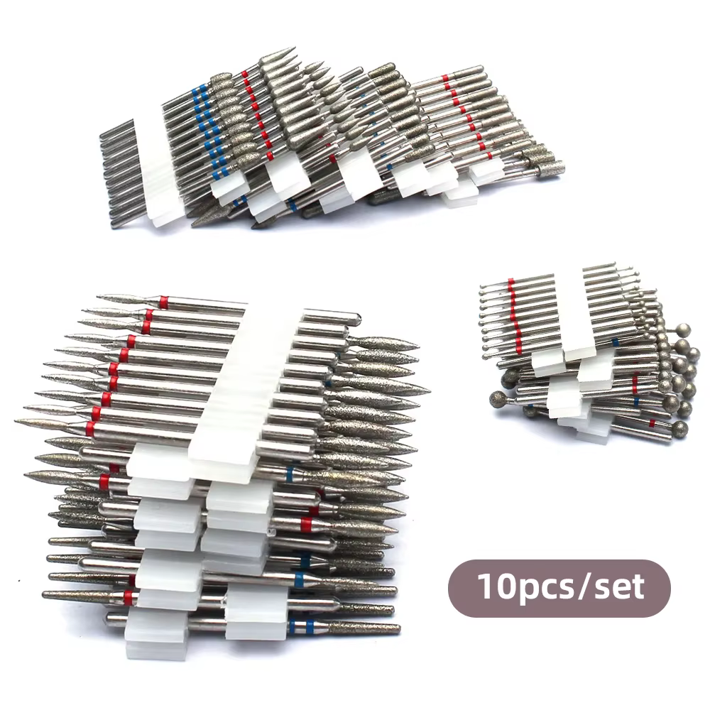 Jeu de forets à ongles diamantés de sécurité professionnelle, mèches à cuticules en carbure de 3/32 