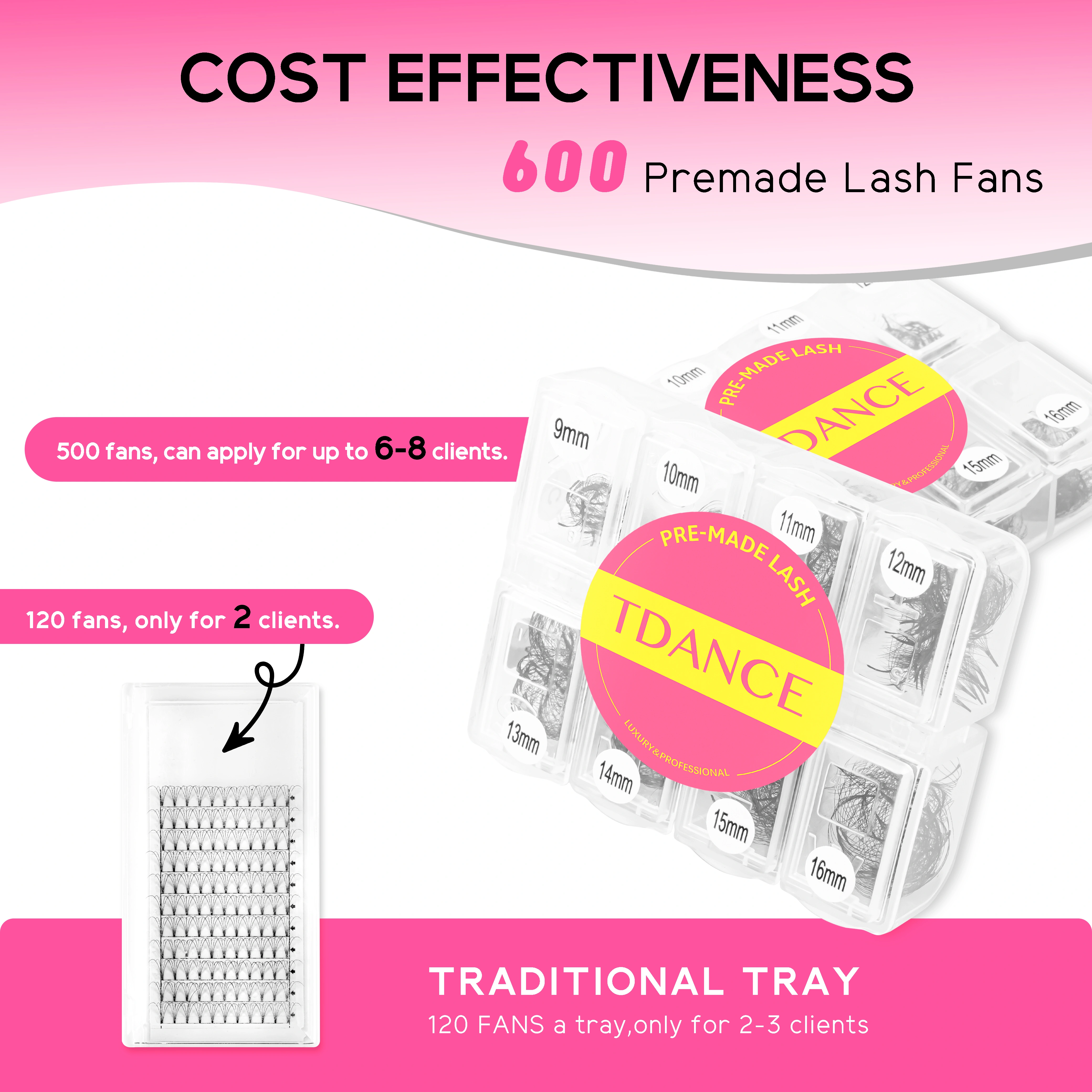 TDANCE 600 ventilateurs en vrac longueur mixte mince Base moyenne tige pointue préfabriquée Volume r