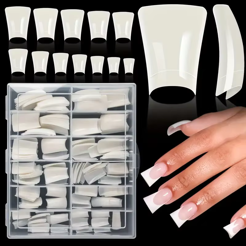120 morceaux de transparent - couleur naturelle - pointes d'ongles courtes en forme de bec de canard