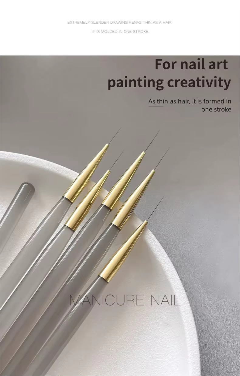 Ensemble de pinceaux professionnels pour Nail Art, 5 pièces, pinceaux à ongles à lignes fines, pince