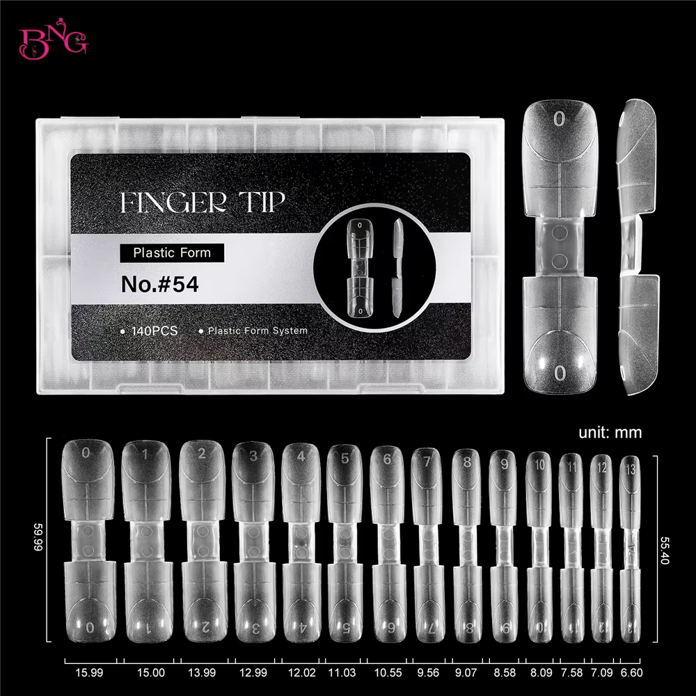 Kit de moules à ongles courts double extrémité BNG, forme carrée et cercueil, ultra-fins, encastrabl
