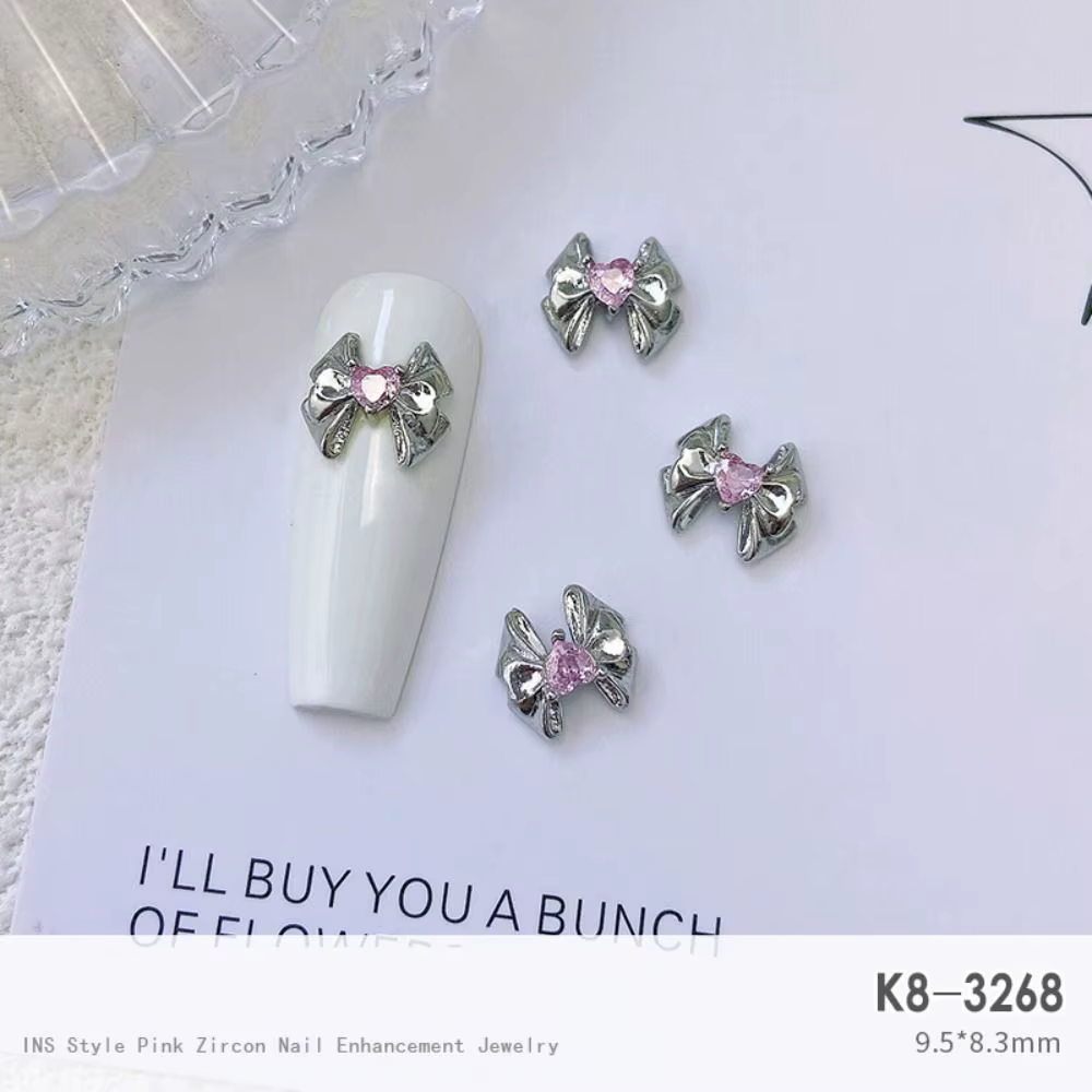 Breloques de luxe légères pour ongles, cœur aimant, Style japonais, bijou rose, décoration d'ongles 