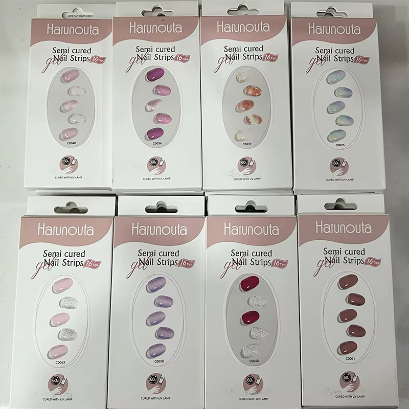 Enveloppes pour ongles semi-durcies, 16/20 pointes, adhésif de couleur unie, imperméable, Gel longue