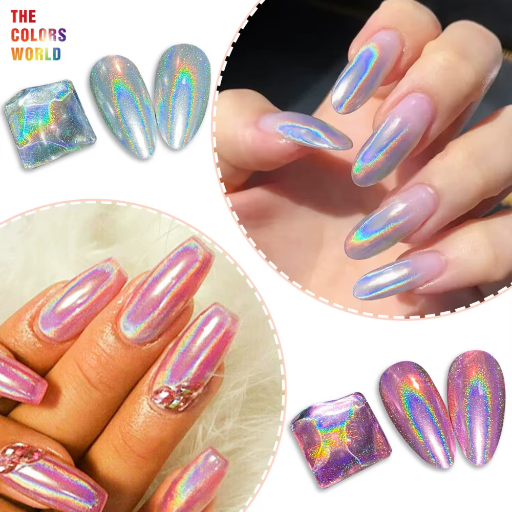 Poudre à ongles chromée miroir holographique TCT-964, poudre métallique scintillante pour Nail Art, 