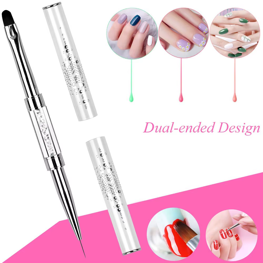 Brosse professionnelle de conception de Construction d'ongles à double extrémité, revêtement de Gel