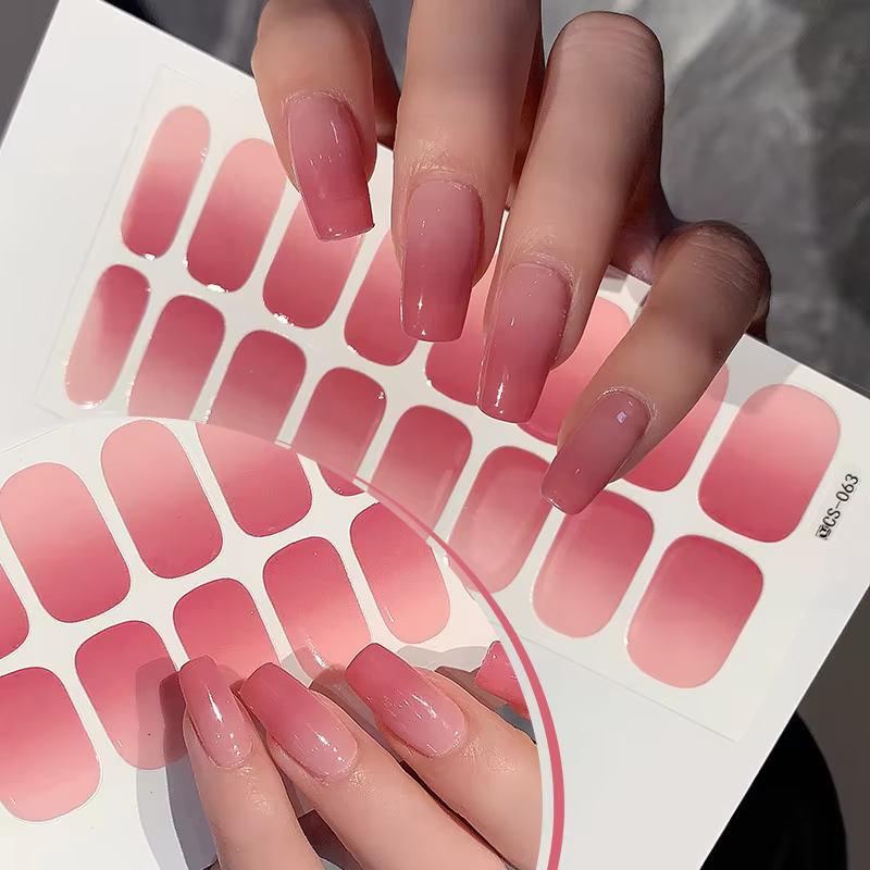 Autocollants dégradés à couverture complète pour ongles, multi-documents, curseur auto-adhésif, pas 