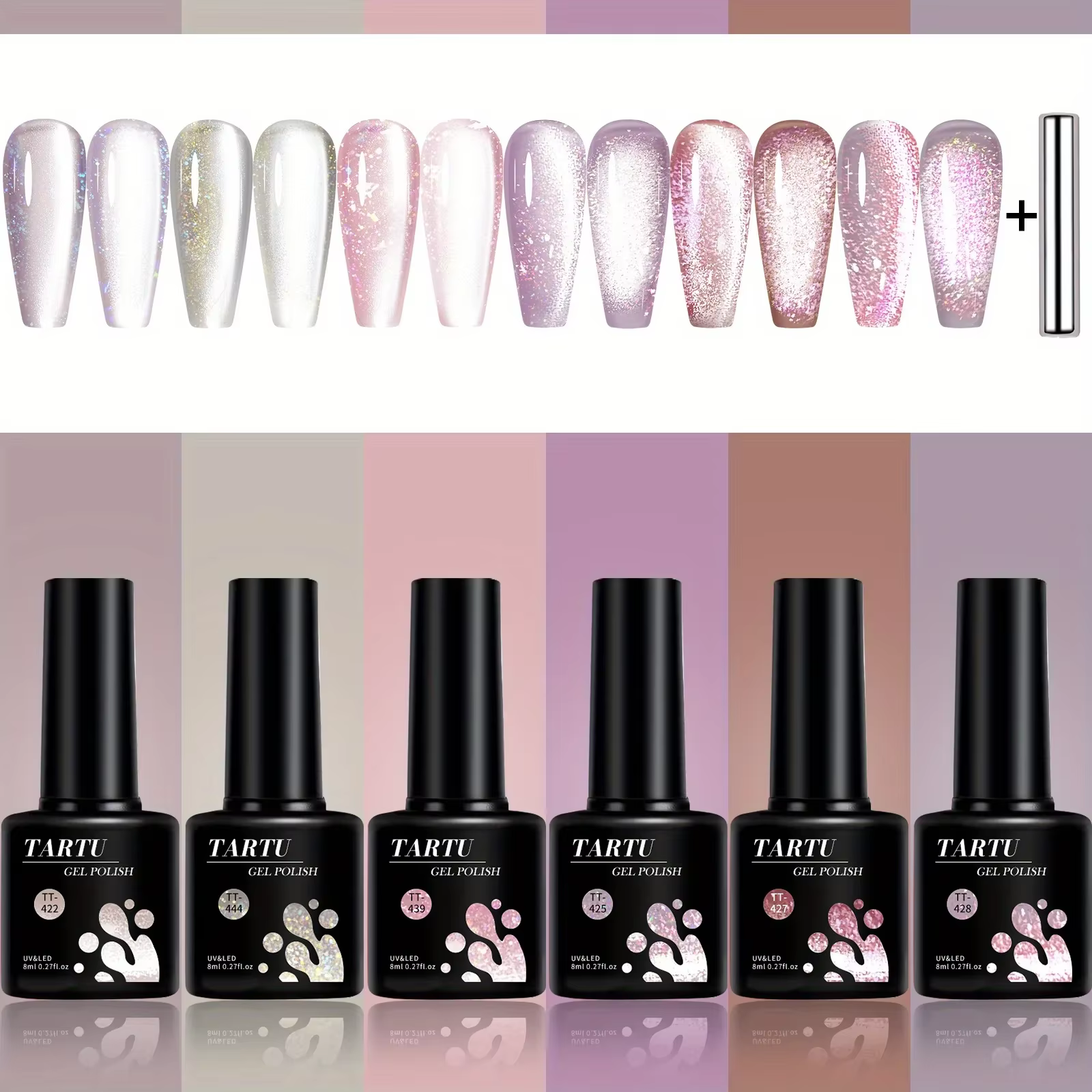 TARTU 6 pièces 8ml ensemble de vernis à ongles Gel oeil de chat, Kit de vernis Gel 6 couleurs, à tre