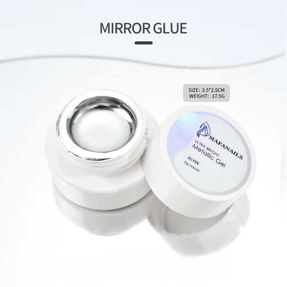 Vernis à ongles métallique argenté/or, Chrome 3D, peint en métal, effet miroir liquide, brillant, ma