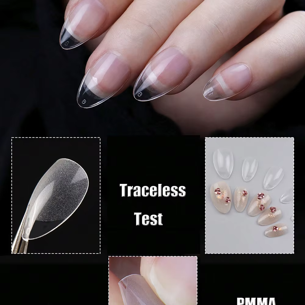 Pointes d'ongles courtes en amande pour gel souple, pré-façonnées, pointes d'ongles en acrylique, de