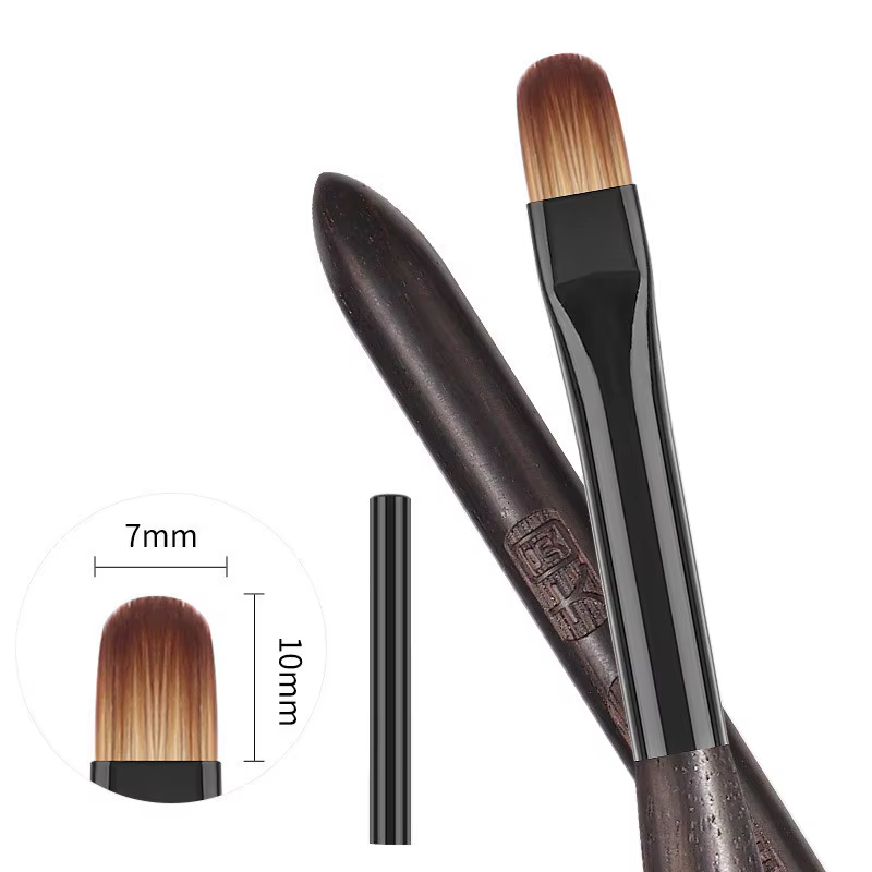 Stylo brosse à ongles en acrylique, pour poudre de manucure, manche rond en bois, outils de brosses 