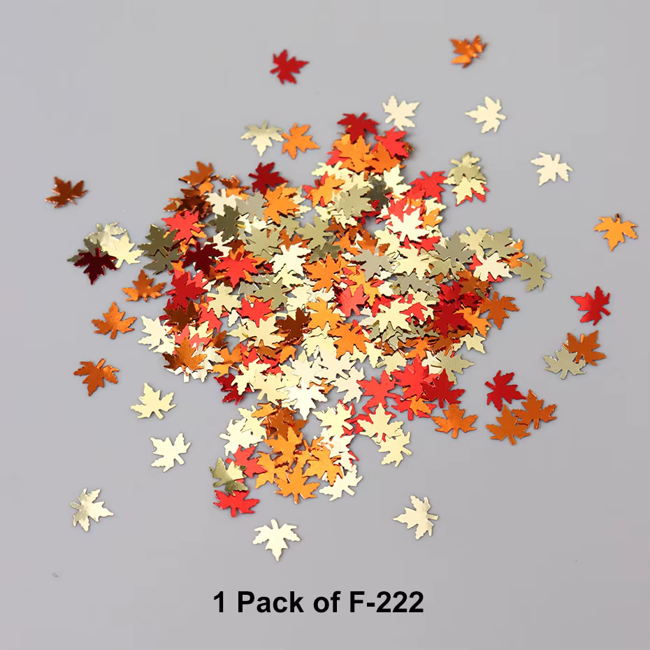 Feuille d'érable de couleurs mélangées pour Nail Art, 1 paquet, paillettes scintillantes, citrouille