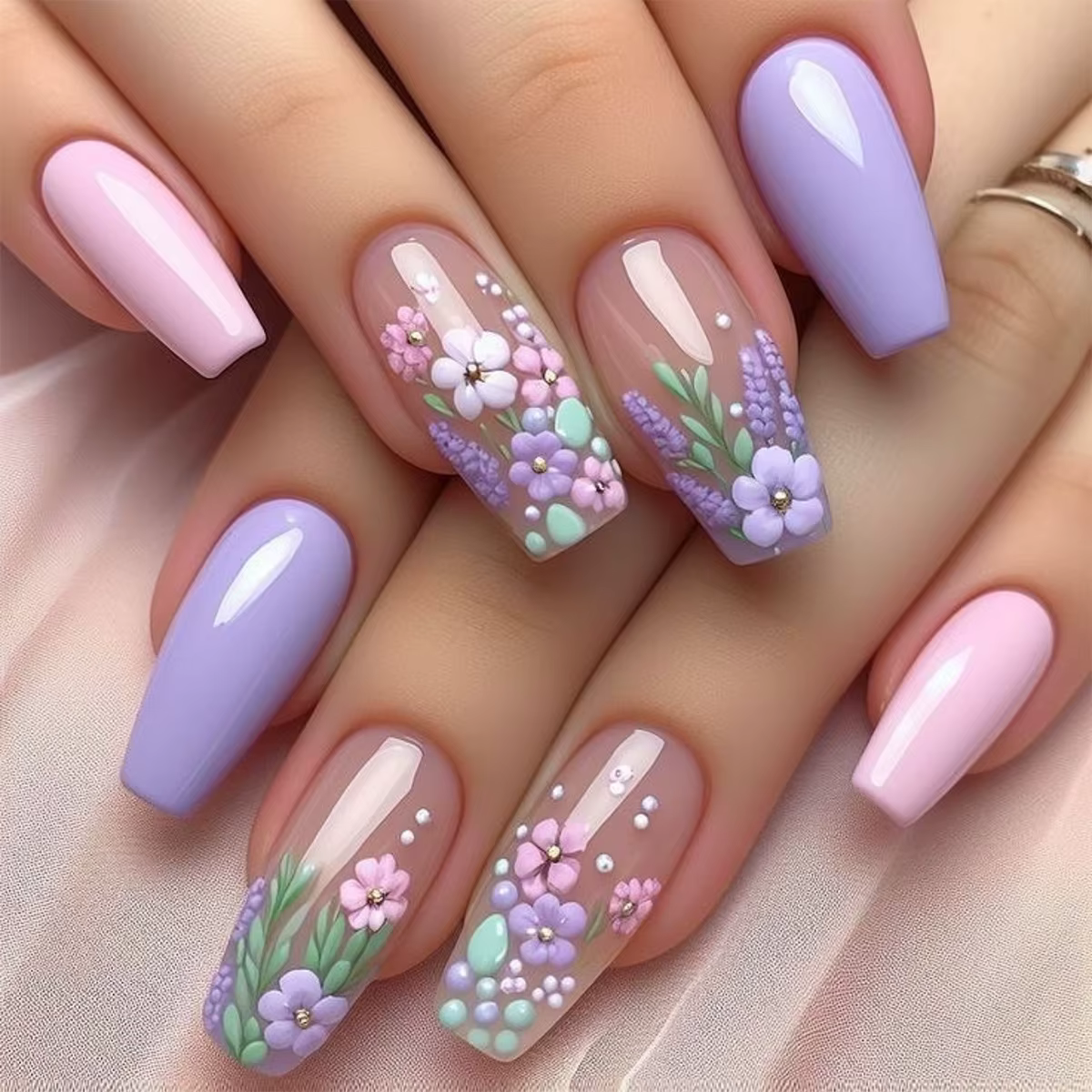 Faux ongles courts noirs solides, 24 pièces, avec motif de Rose, ballerine carrée artificielle, couv