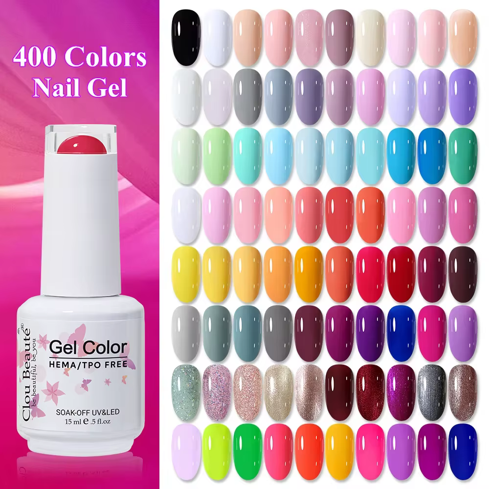 Clou Beaute 15ml rouge noir blanc vert néon Gel vernis à ongles couche de finition velours haut 400