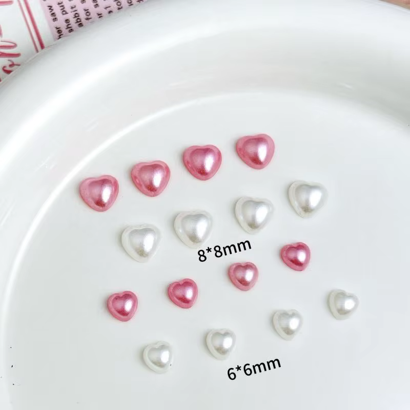 Breloques mélangées en résine 3D pour Nail Art, rose, blanc, cœur, perle de simulation, décorations 