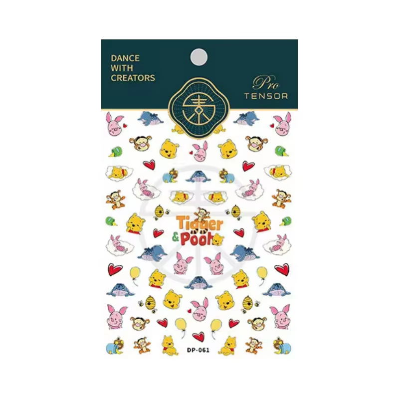 Autocollants pour ongles en relief 5D, nouveau dessin animé Disney Winnie l'ourson, autocollants à p