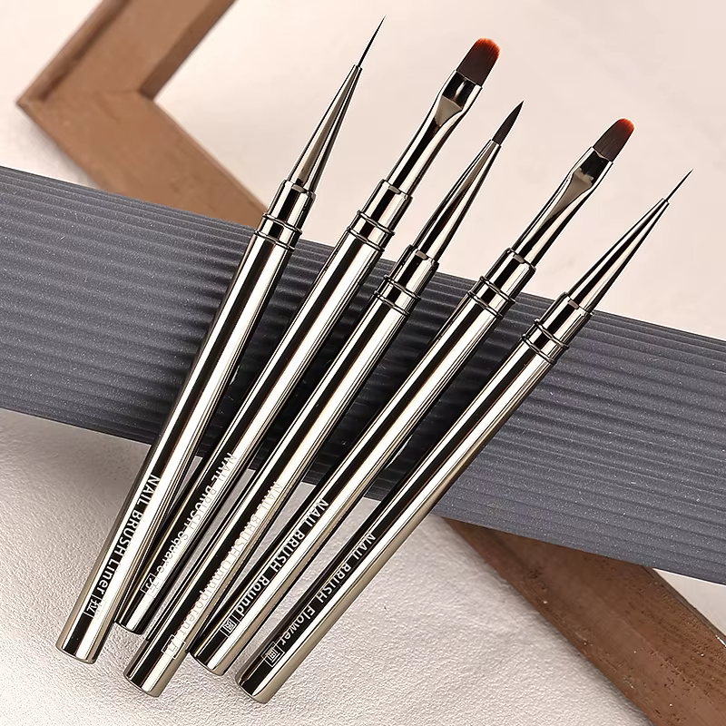 Brosse Simple pour amélioration des ongles, manche en métal, peinture, dessin, fleur, stylo, crochet