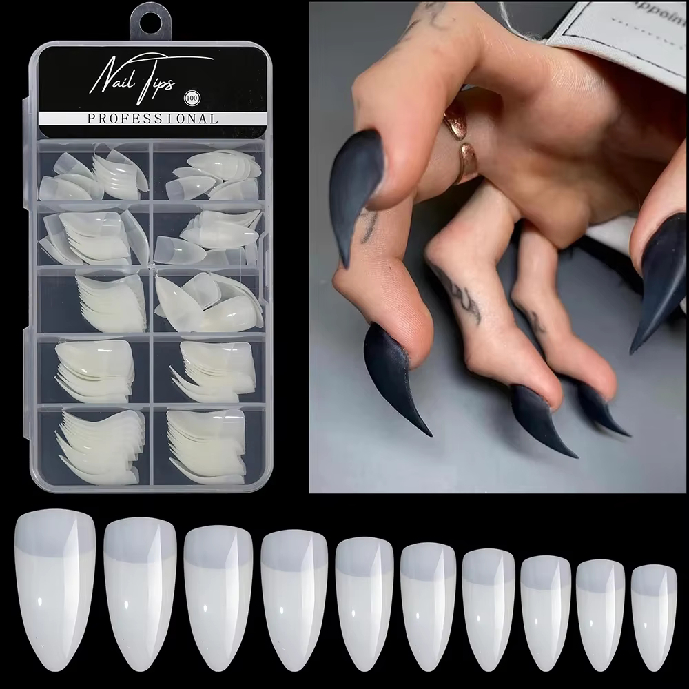 100 pièces faucon pointes d'ongles incurvées couverture complète aigle griffe courbe faux ongles Ext
