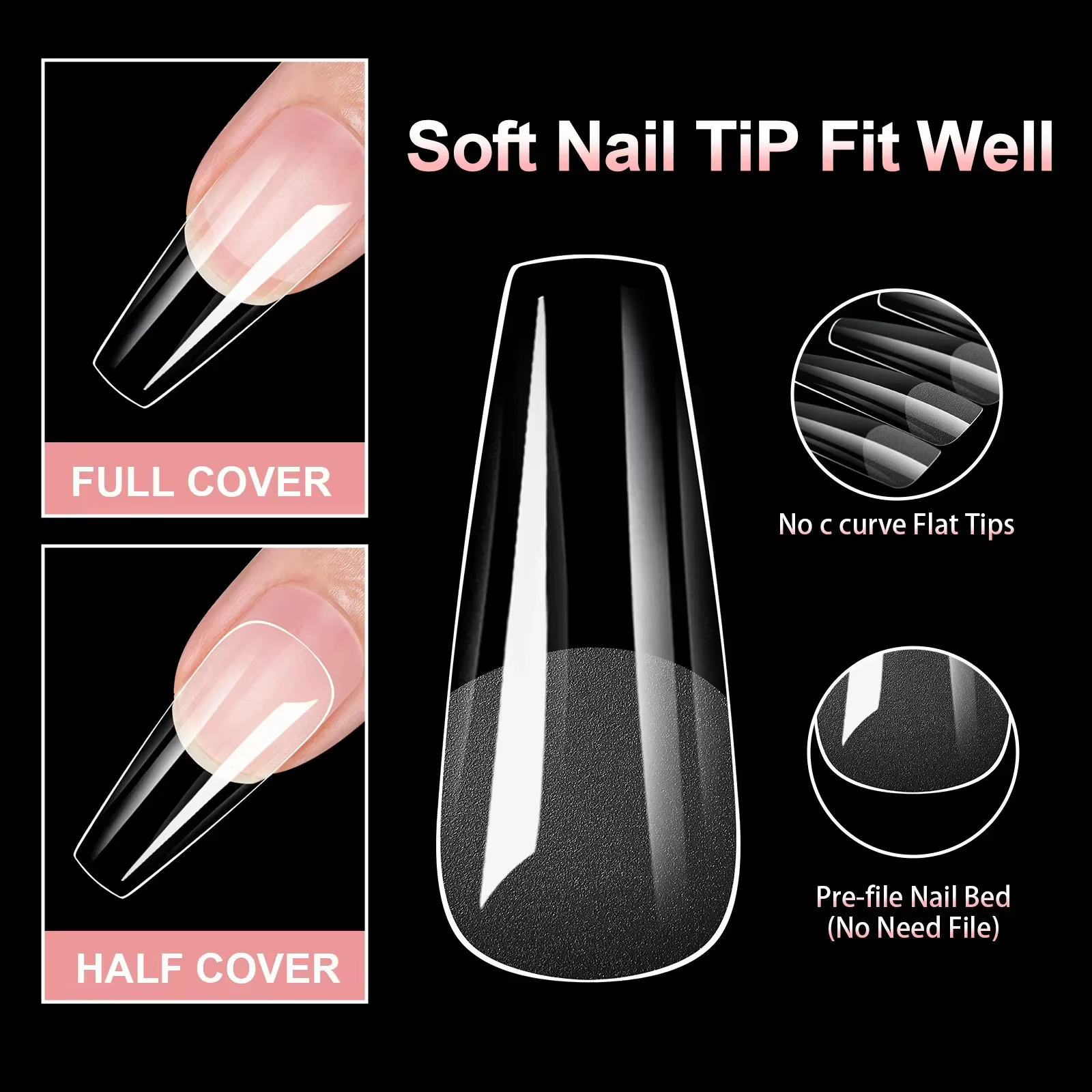 Faux ongles en Gel doux, 100 pièces, couverture demi/pleine, Double usage, presse sur ongles en acry