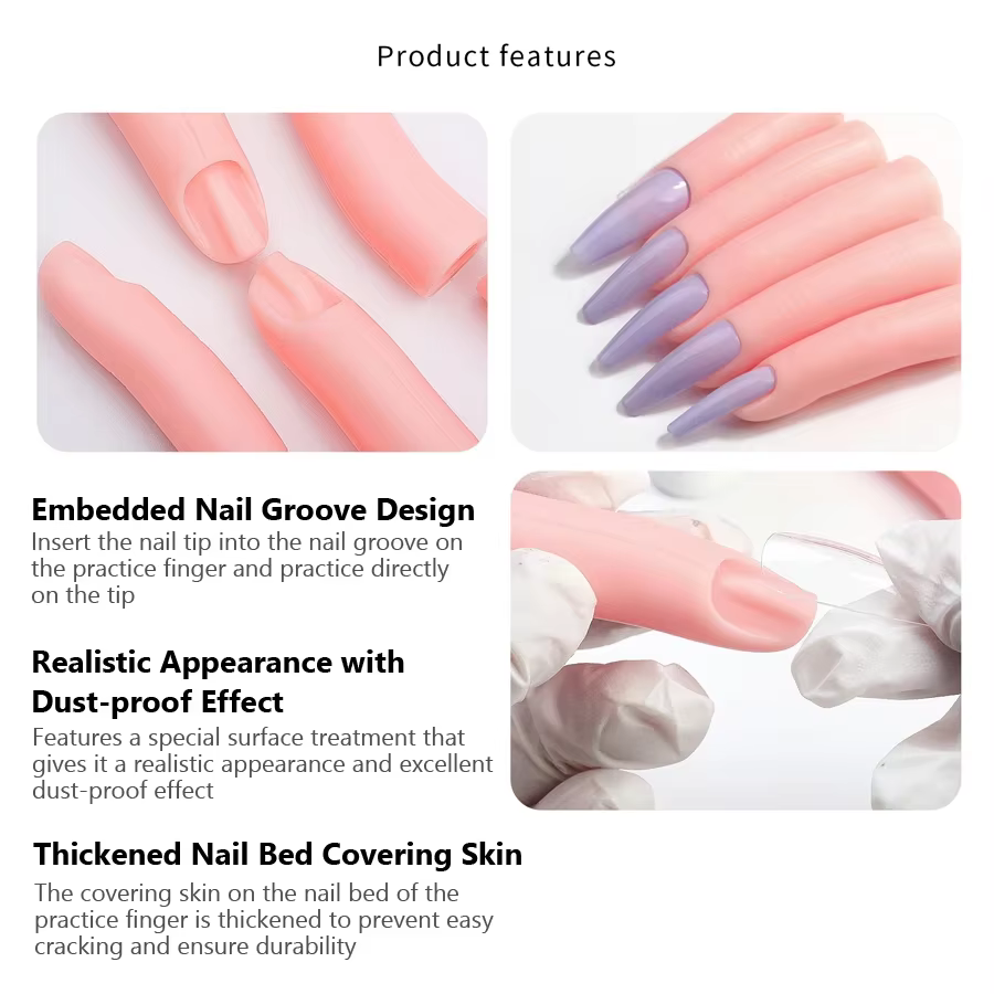 Ensemble de pratique de Nail Art en Silicone, 5 pièces, pointes de doigts pour l'entraînement à l'ex