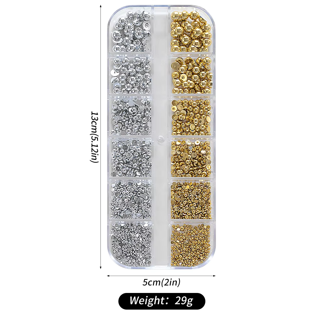 12 grilles de perles de Caviar 3D pour ongles, breloques en métal or argent, bijoux, boules en acier