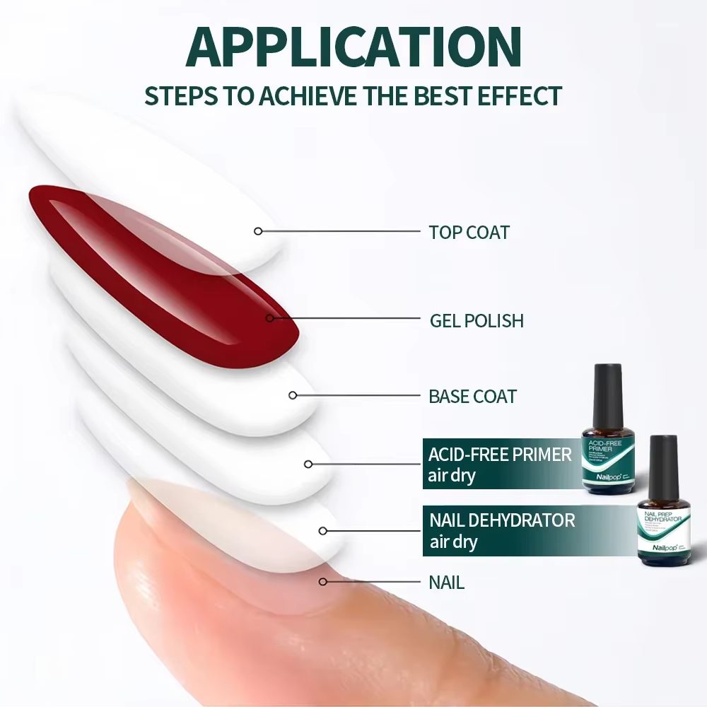 Nailpop-Verhéritage à ongles en gel UV et acrylique, produit de manucure naturel, sans acide, séchag
