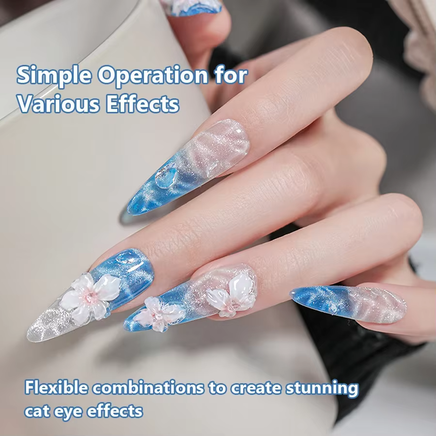 10/20 pièces perles magnétiques rondes pour Nail Art ondulation de l'eau oeil de chat Gel vernis fle