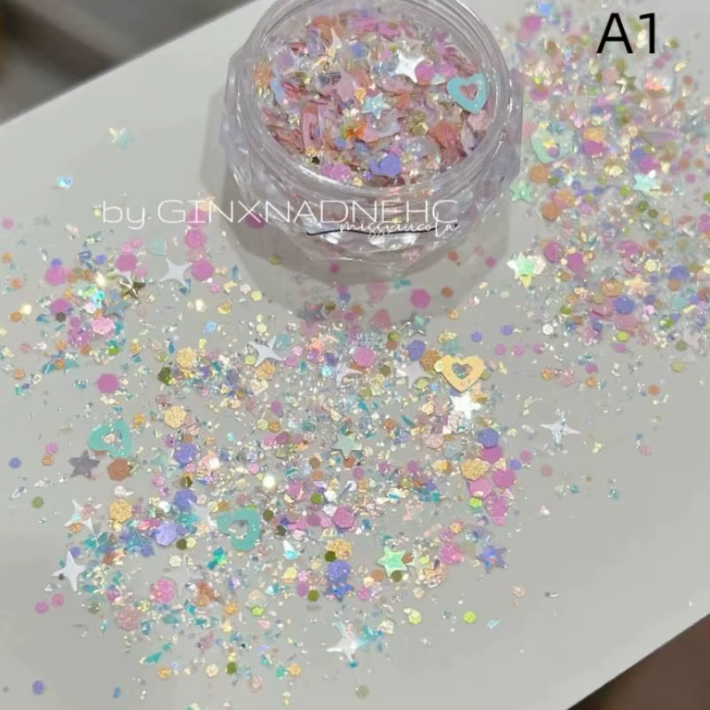 Charmes pour ongles en forme de cœur coréen, paillettes colorées 3D, bijoux, paillettes, décorations