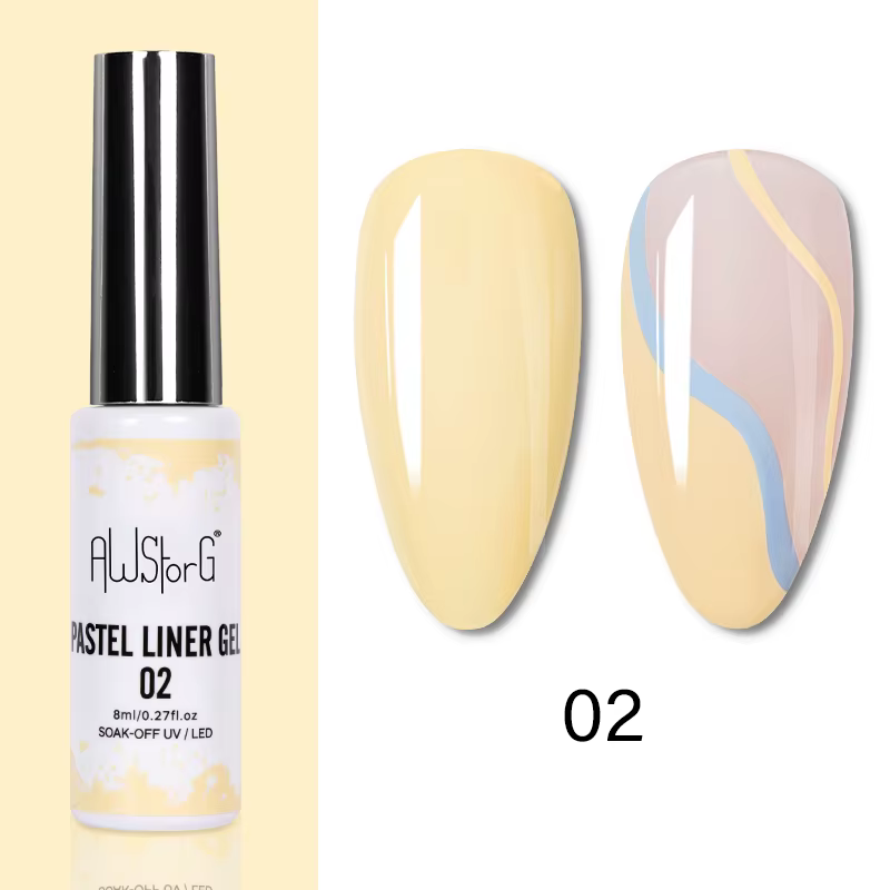 AWStorG 5g 4 en 1 Gel de Peinture Sans Essuyage Vernis Noir Blanc Couleur Liner Peinture Nail Art Pa