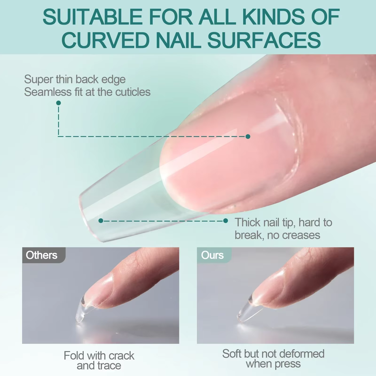 Nailpop-Faux ongles gel X, extensions d'ongles faciles à tremper, forme moyenne et courte, amande/ca
