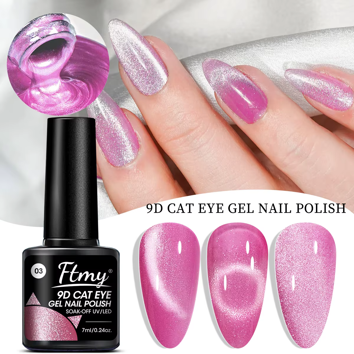 Ensemble de gel pour ongles magnétique œil de chat 6 couleurs, LED UV semi-permanente à tremper l'ar