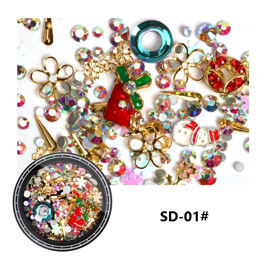 Kit de décoration pour Nail Art de noël, bricolage, tranches de flocons de neige, Rivets en alliage,
