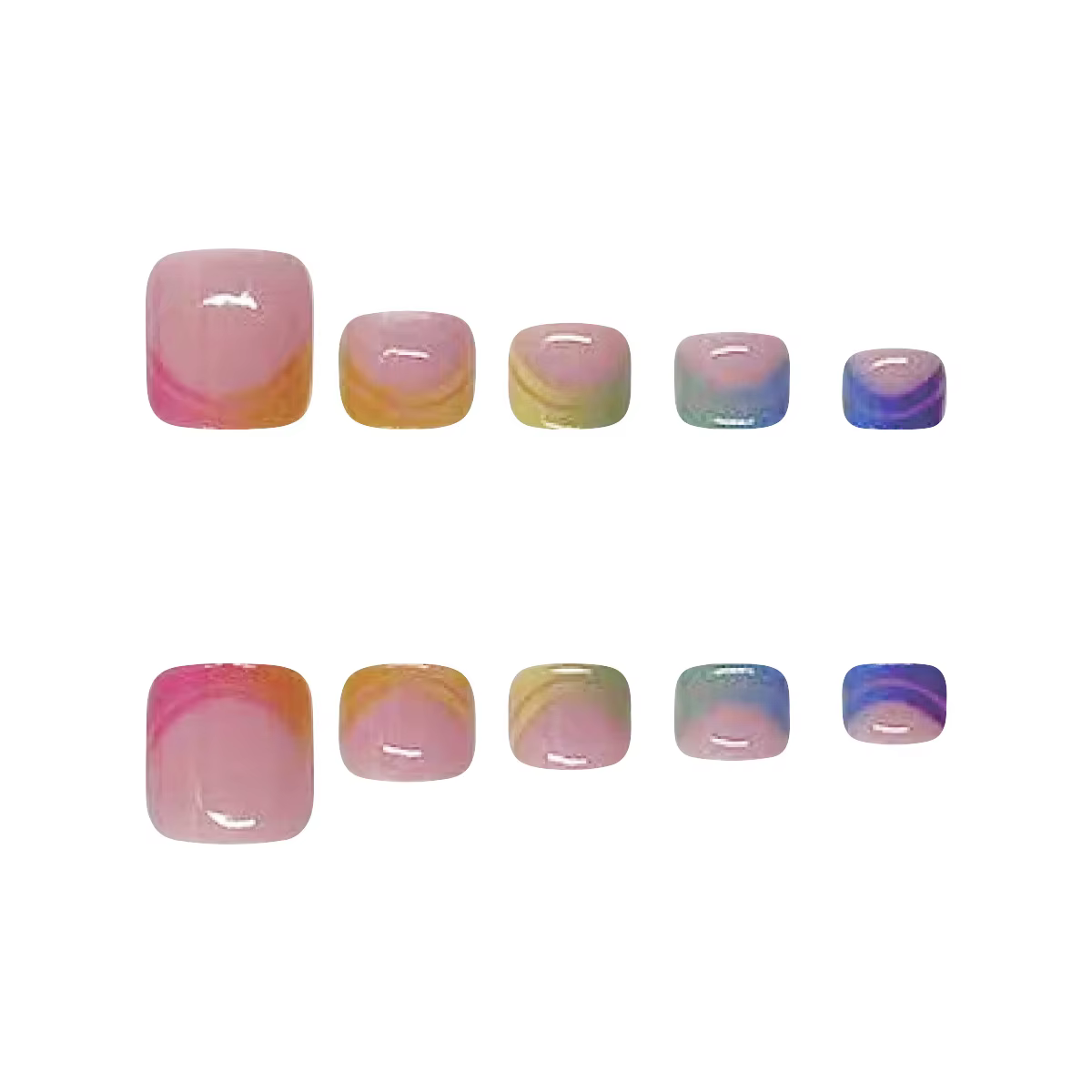 Faux ongles d'été dégradés français pour orteils, ensemble d'ongles courts et carrés, à pression, ar
