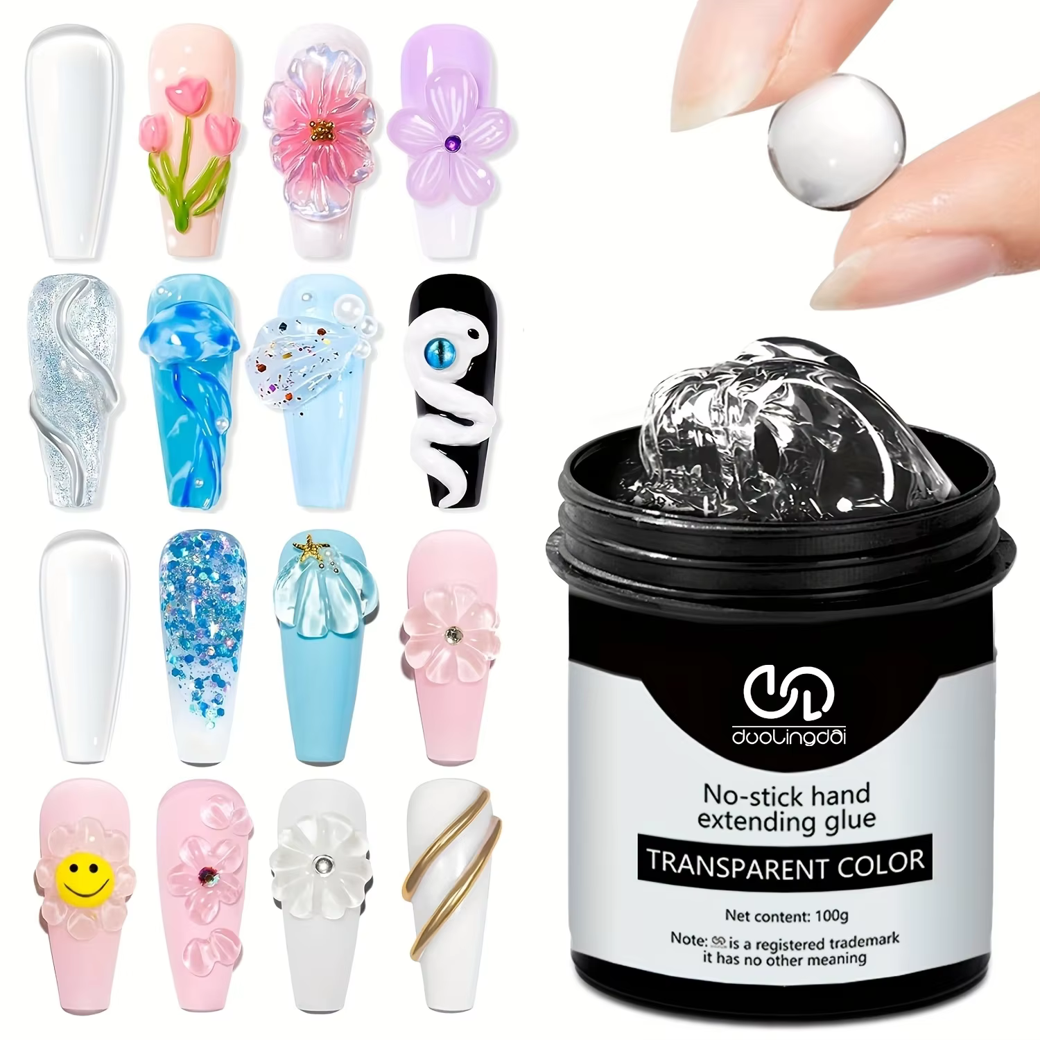 100g antiadhésif main solide Extension d'ongle Gel-clair rose blanc prolonger Gel dur 3D sculpture f