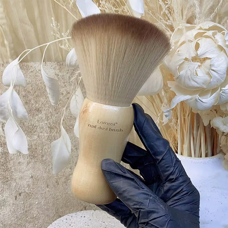 Professionnel moelleux ongles Art brosse ronde manche en bois nettoyage de la poussière brosse de ma
