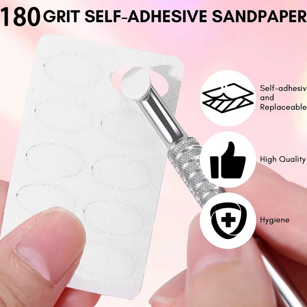 50 pièces 180 grain ponçage tranche + 1Pc ongles cuticule poussoir ensemble auto-adhésif pré polissa
