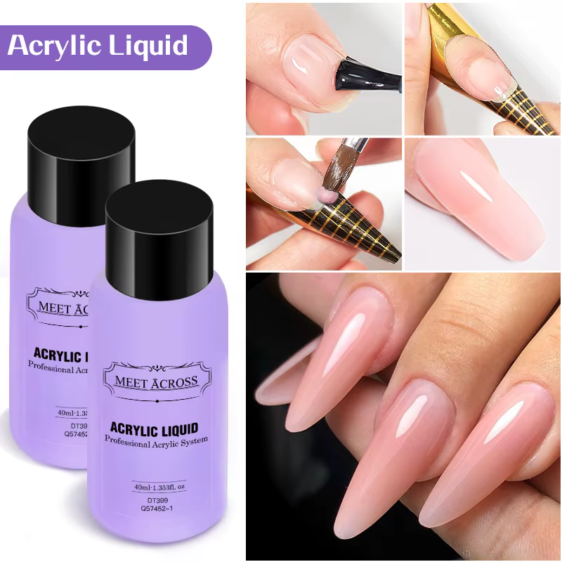MEET ACROSS 40ml liquide acrylique pour poudre acrylique poussière ongles monomère cristal Nail Art