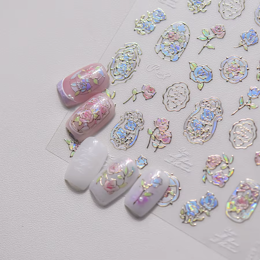 Autocollants pour Nail Art, 1 pièce, fleur de rêve, coque de fenêtre, lumière, fleur japonaise, auto