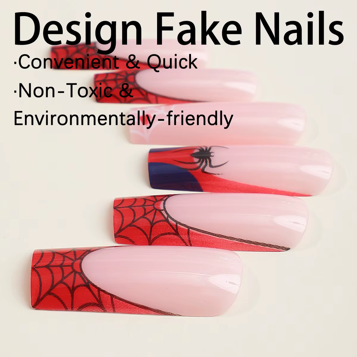 Faux ongles araignée d'halloween, 24 pièces, imprimé cercueil français, Ballet, couverture complète,