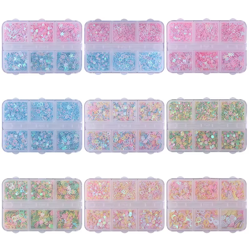 1 boîte papillon coeur étoile diverses formes Nail Art paillettes ongles paillettes flocons bricolag