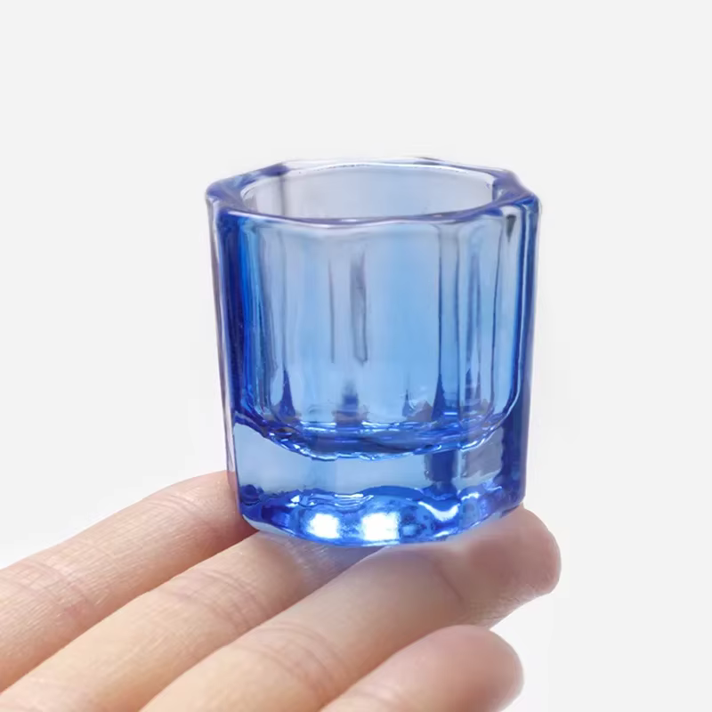 Plat Dappen en poudre acrylique en verre de cristal, tasse à ongles, bol de brosse de lavage, outils